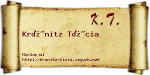 Kránitz Tícia névjegykártya